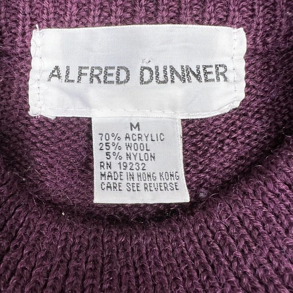 Alfred Dunner Purple Retro Floral Argyle Granny Wool Blend Knit Pullover Sweater - Picture 6 of 9